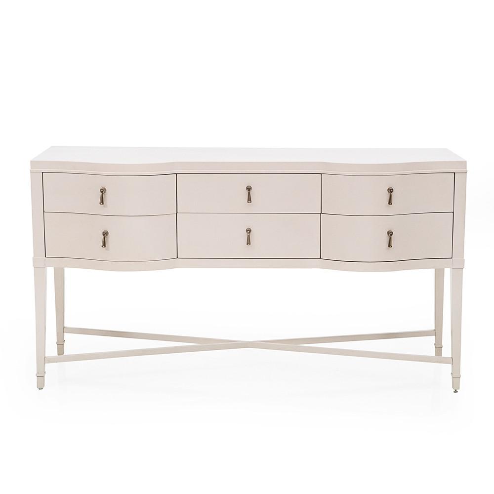 White 6-Drawer Dresser Console Table
