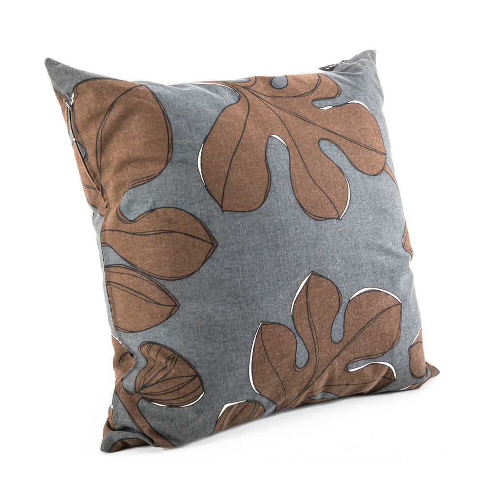Brown & Grey Leaf Velvet Pillow