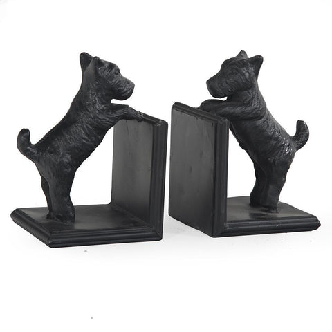 Black Wood Scotty Bookends - Pair (A+D)