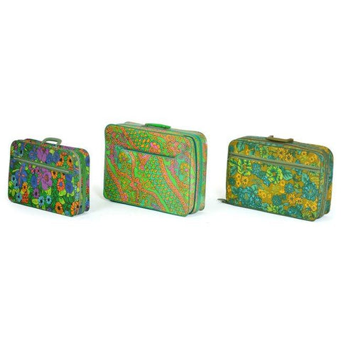 Green Floral Pattern Luggage Set