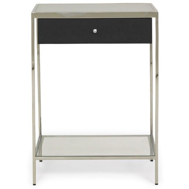 Thin Chrome and Black Side Table