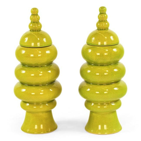 Green Stacked Tubed Jar