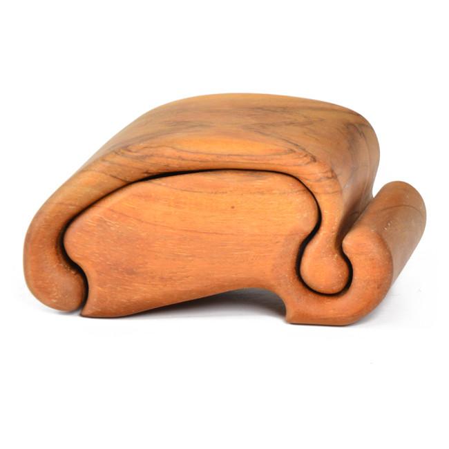 Wood Abstract Polished Compartment Sculpture - Small Brain