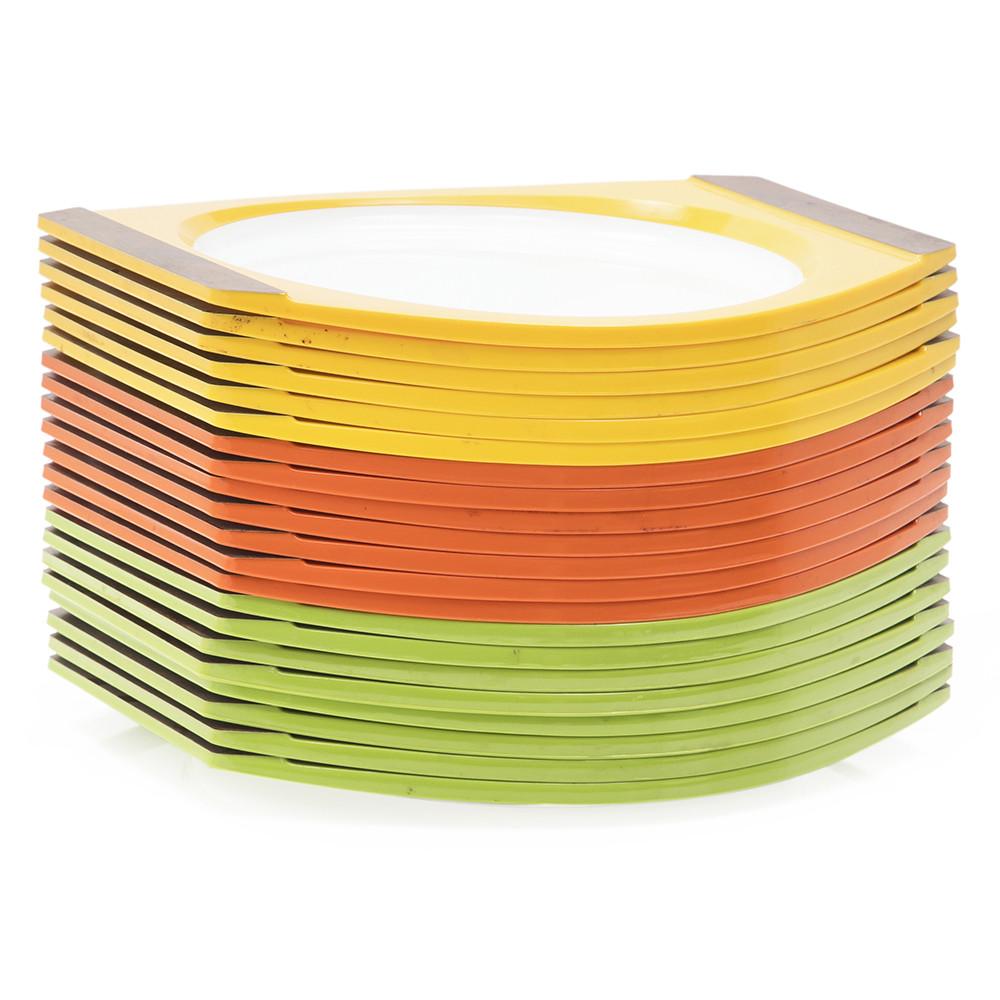 Yellow - Orange - Green Plate Holders w Wood Handles