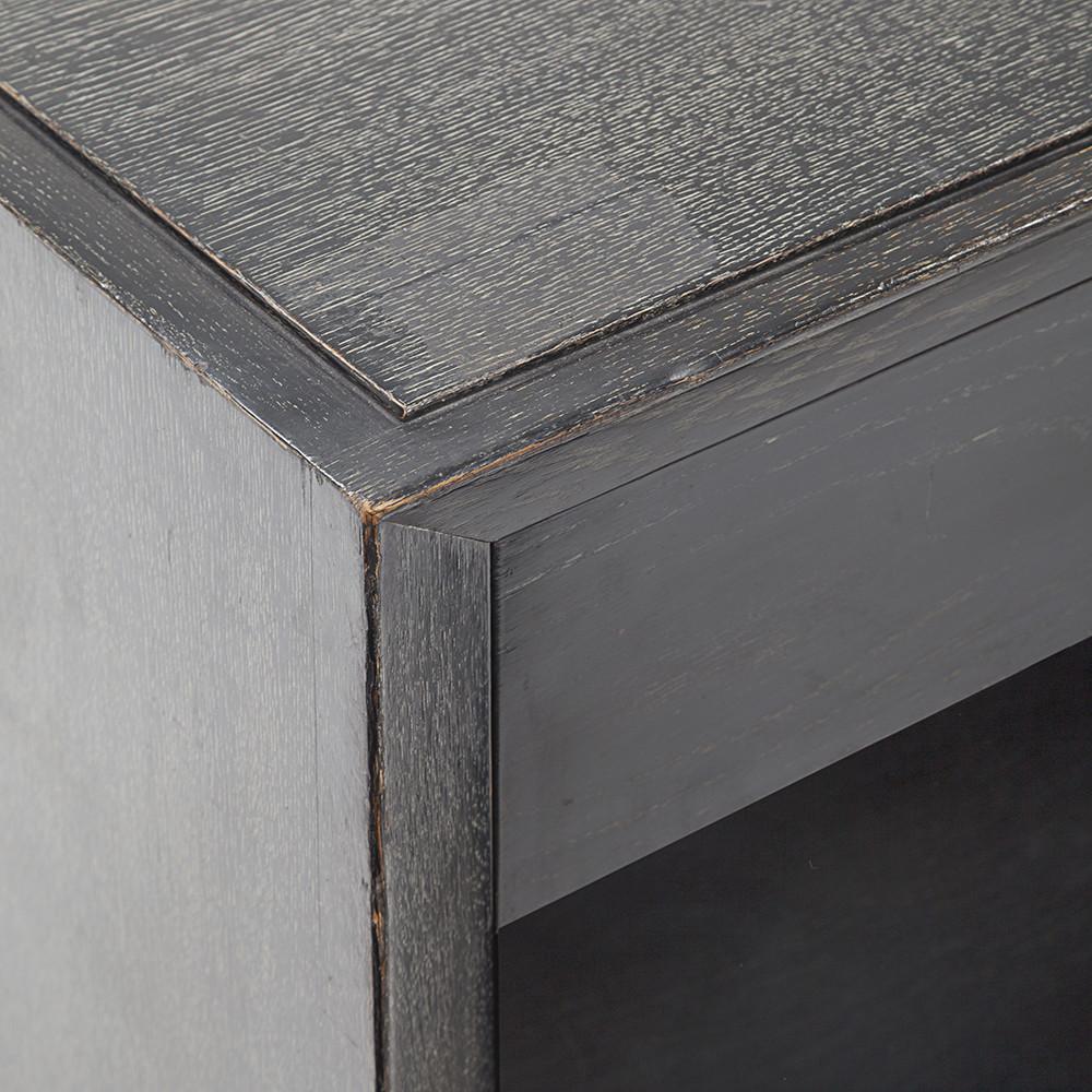 Grey Wood Wide Bedside Table