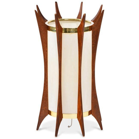Wood MCM Hourglass Hanging Pendant Lamp