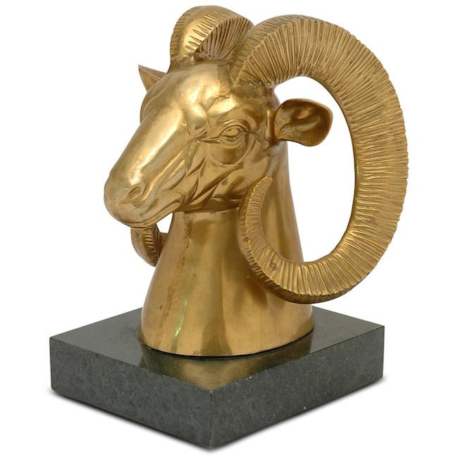 Gold Ram Head on Marble