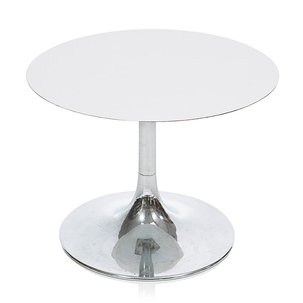 White Top Silver Tulip Base Side Table