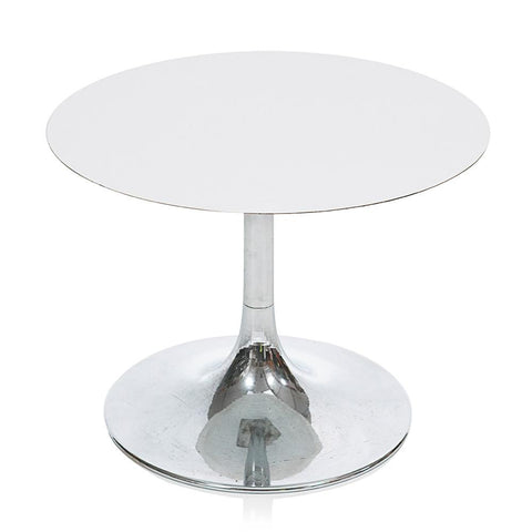 White Top Silver Tulip Base Side Table