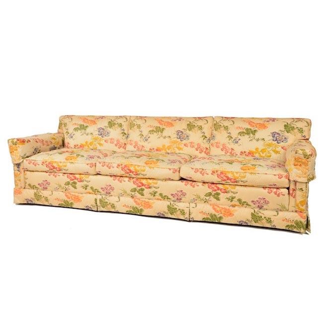 Cream Quilted Floral Sofa