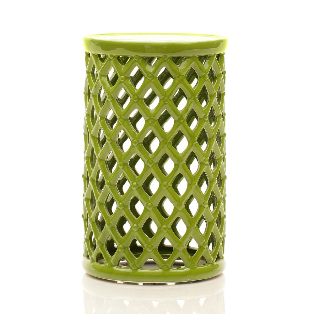 Green Ceramic Lattice Side Table
