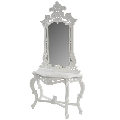 White Vanity Table & Mirror