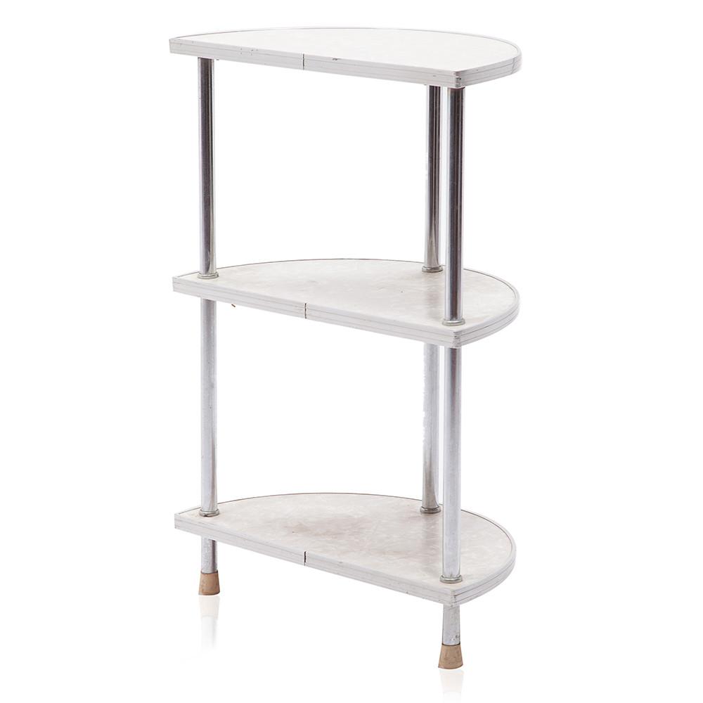 White & Chrome Formica Side Table