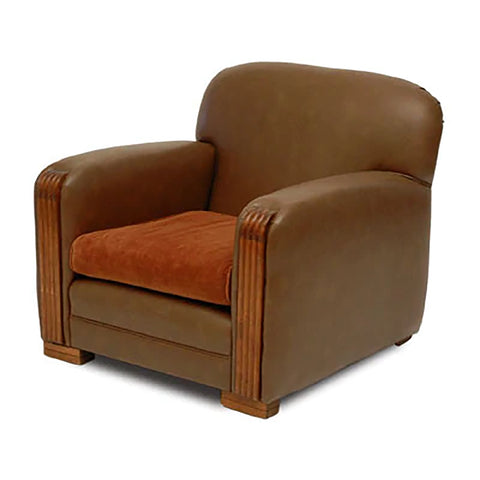 Brown Leather Deco Lounge Chair