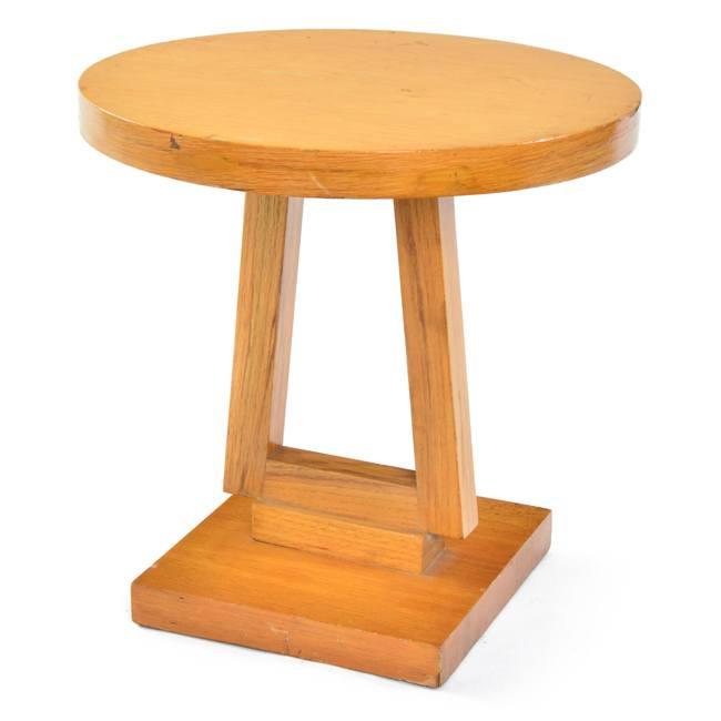 Wood Circle Top Modern Side Table