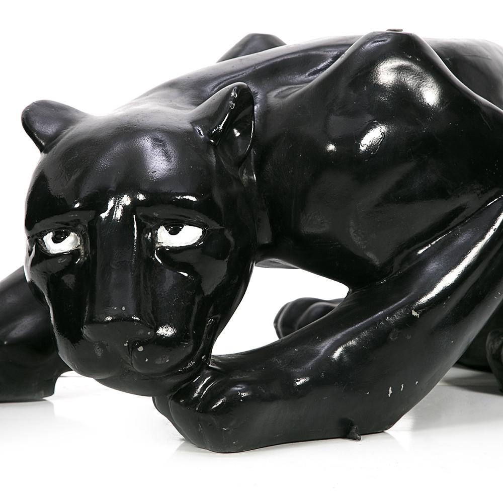 Crouched Black Panther Sculpture