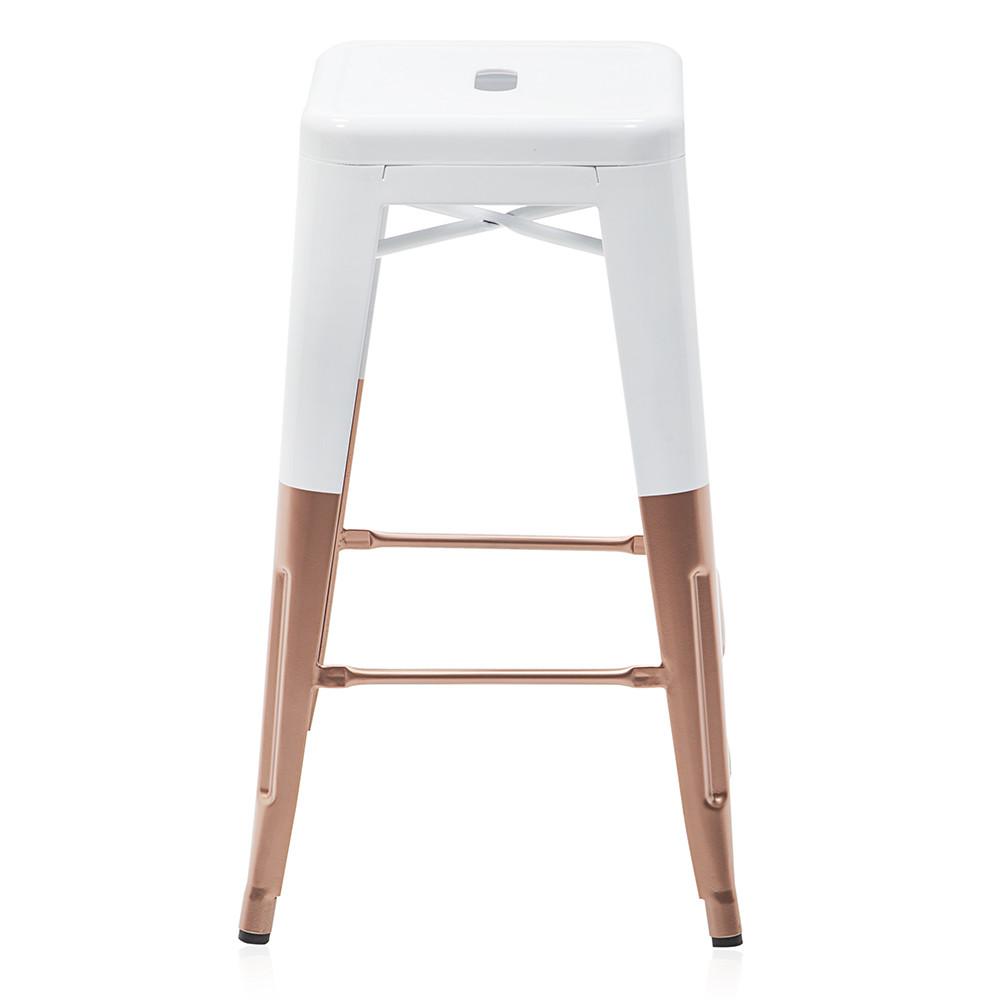 White and Copper Metal Stool
