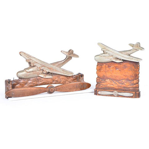 Brown Wood and Metal Airplane Plaque (A+D)