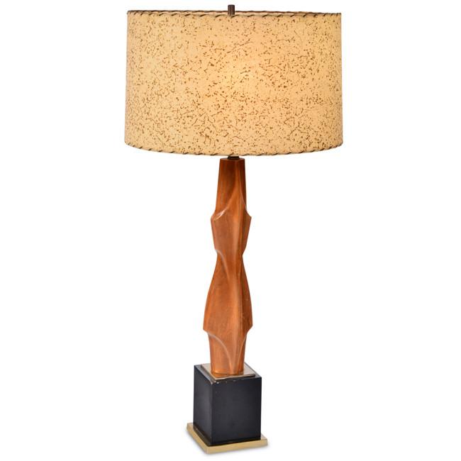 Tall Abstract Wood Shape Table Lamp