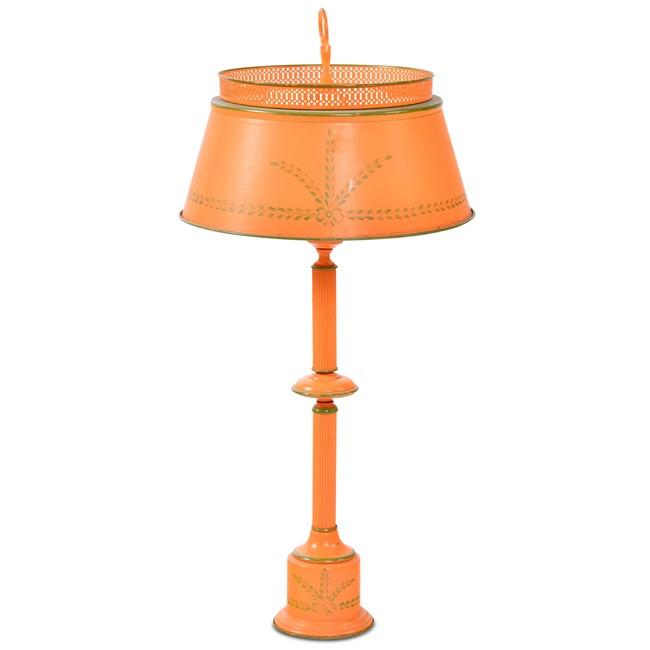 Vintage Orange with Green Tole Table Lamp