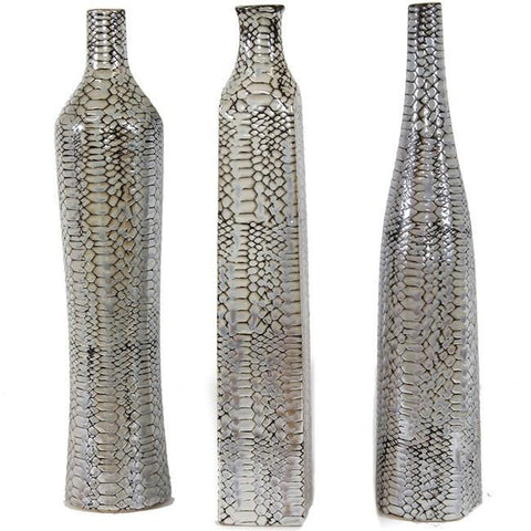 Grey Black Reptile Pattern Vases