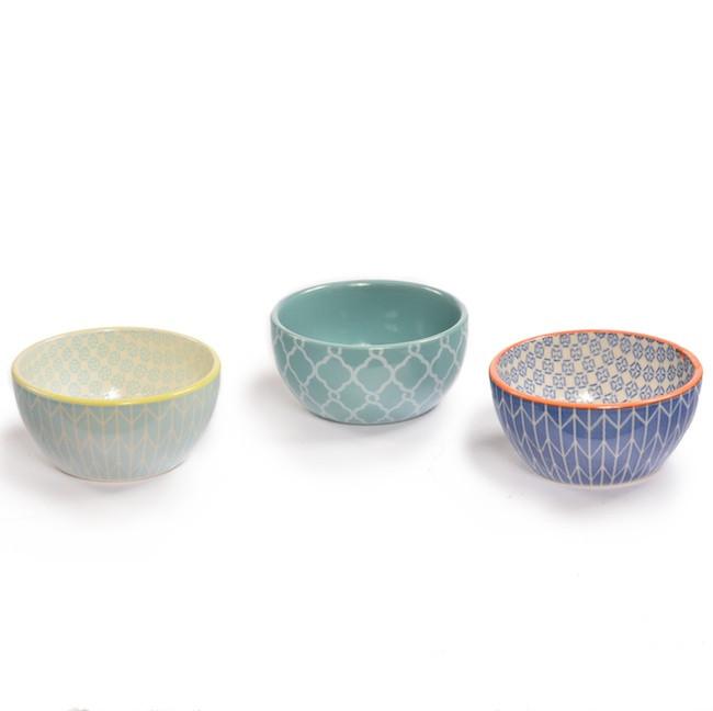 Blue Aqua Ceramic Dip Bowl Patterned (A+D)