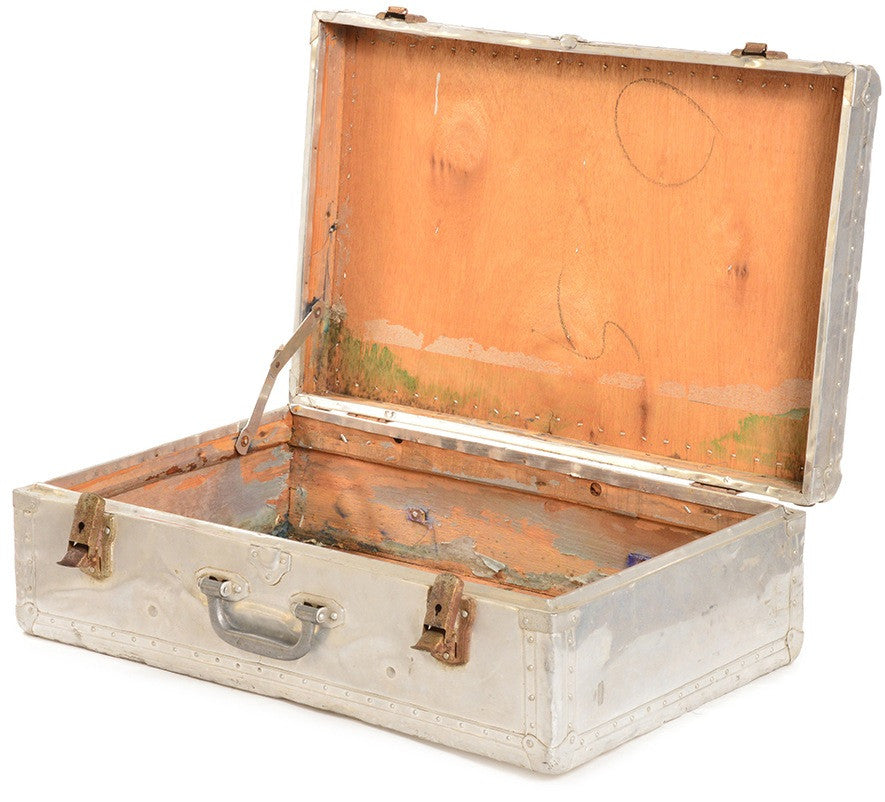 Metal Travel Trunk with Country Stamps - Vintage