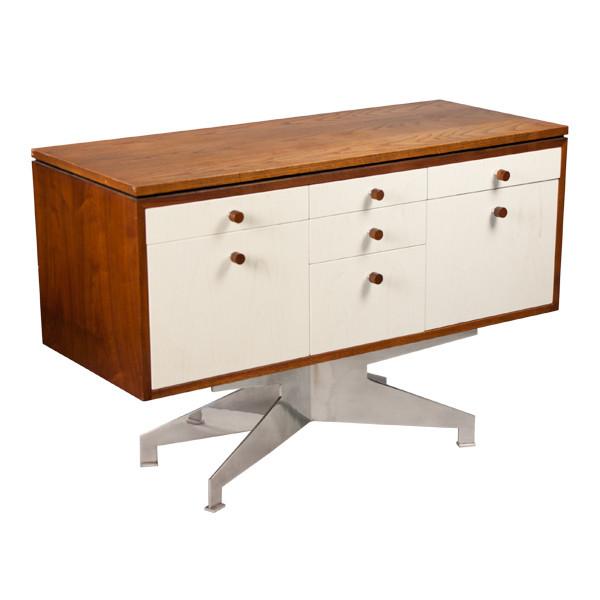 Wood & Cream Dresser with Chrome Stand