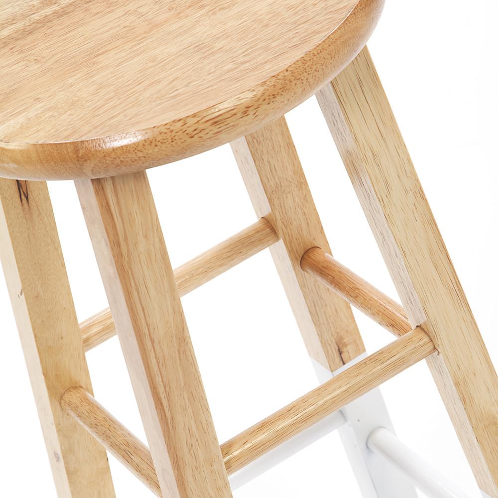 Wood Stool with White Dipped Legs
