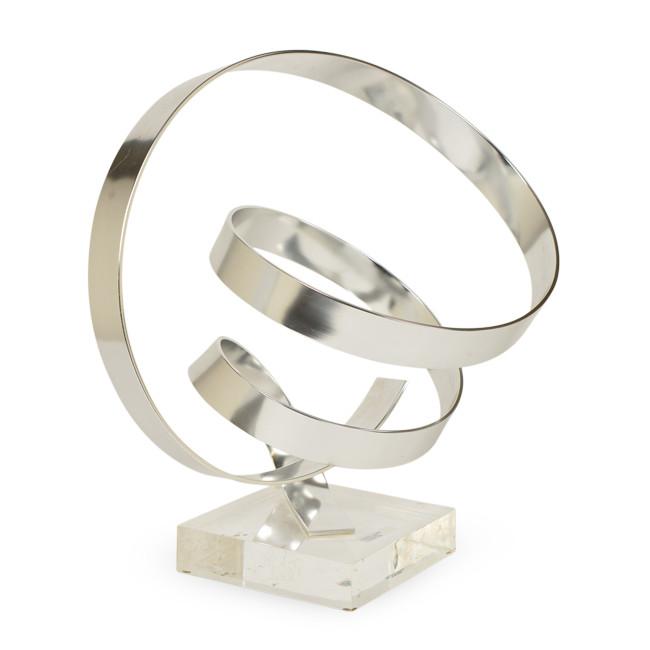 Chrome Ribbon Spiral Table Sculpture