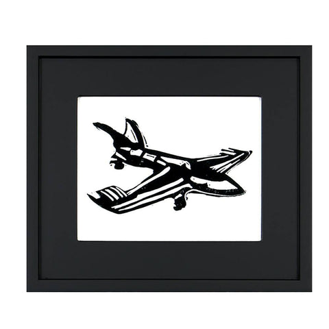 0214 (A+D) Airplane Woodcut