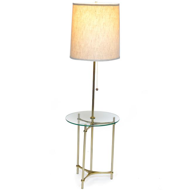 Glass Table Lamp with Brass Frame