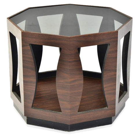 Octagonal Wood and Glass Table