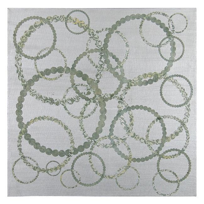 0144 (A+D) Silver Green Circles Artwork (24" x 24")