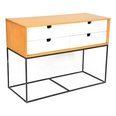 Wood & White Four-Drawer Console