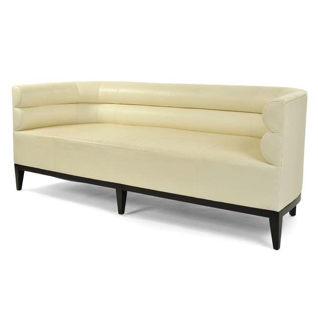 White Leather Roll Back Sofa