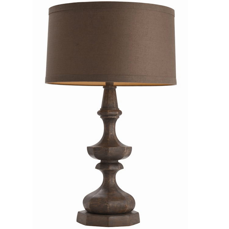 Wood Hand Carved Table Lamp
