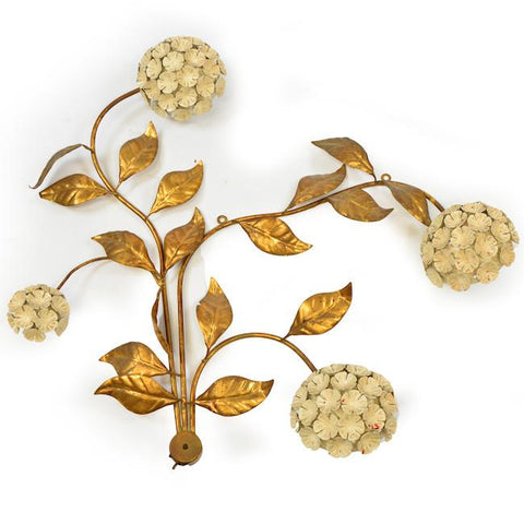 Brass and Cream Flowers Wall Hanging