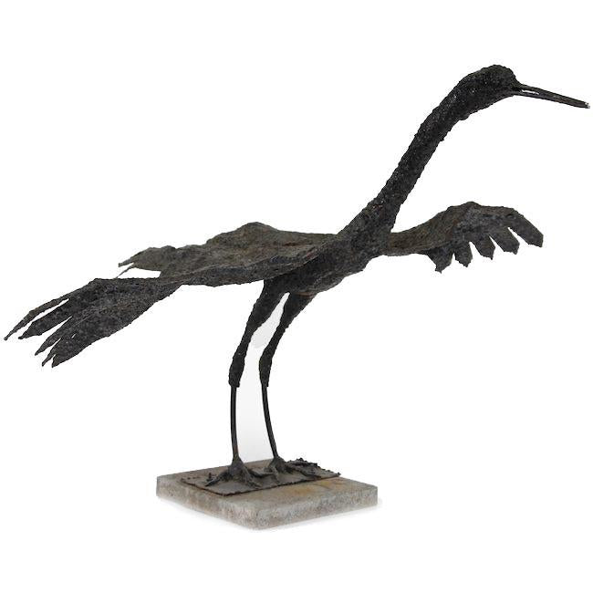Black Metal Heron Sculpture