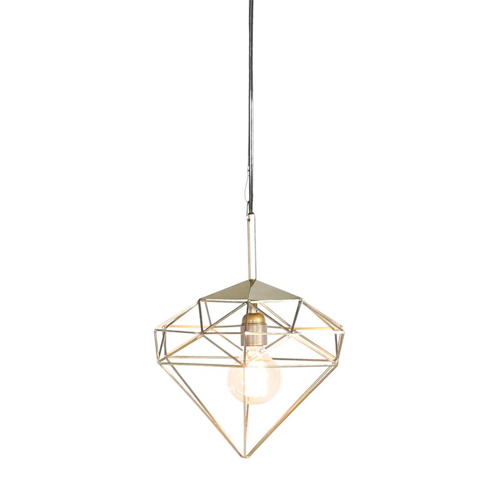 Hanging Geometric Diamond Lamp - Gold