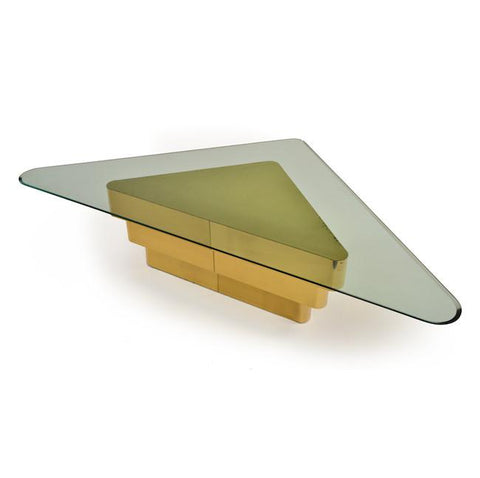 Gold & Glass Triangle Deco Coffee Table