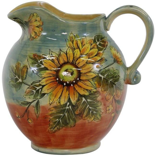 Sunflower Painted Ceramic Pitcher