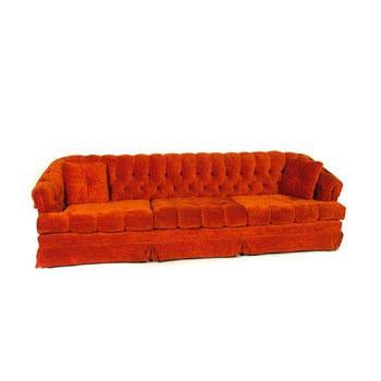 Orange Vintage Tufted Sofa