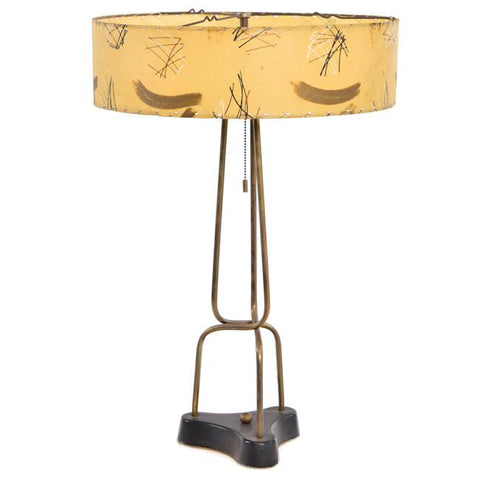 Brass Rods & Tan Shade Table Lamp