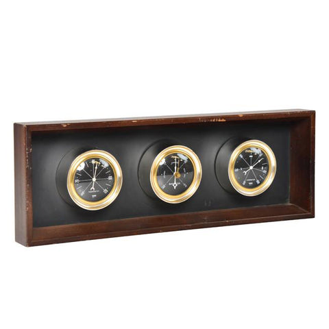 Black and Wood Thermometer, Barometer, and Hygrometer