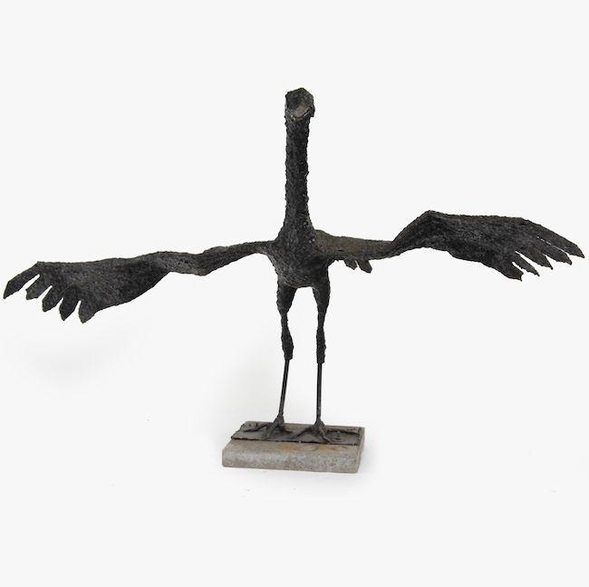 Black Metal Heron Sculpture
