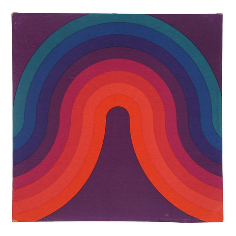 Red-Purple Rainbow Vintage Fabric Art