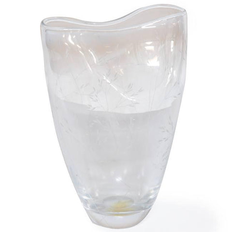 White Glass Vase with Branch Design