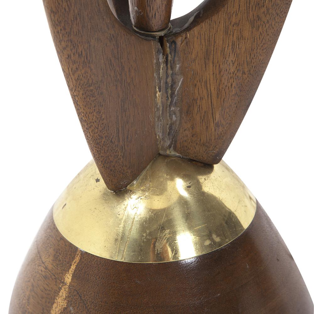 Wood Three Pronged Mid Century Table Lamp
