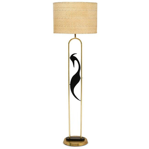 Brass and Black Bird Artsy Floor Lamp